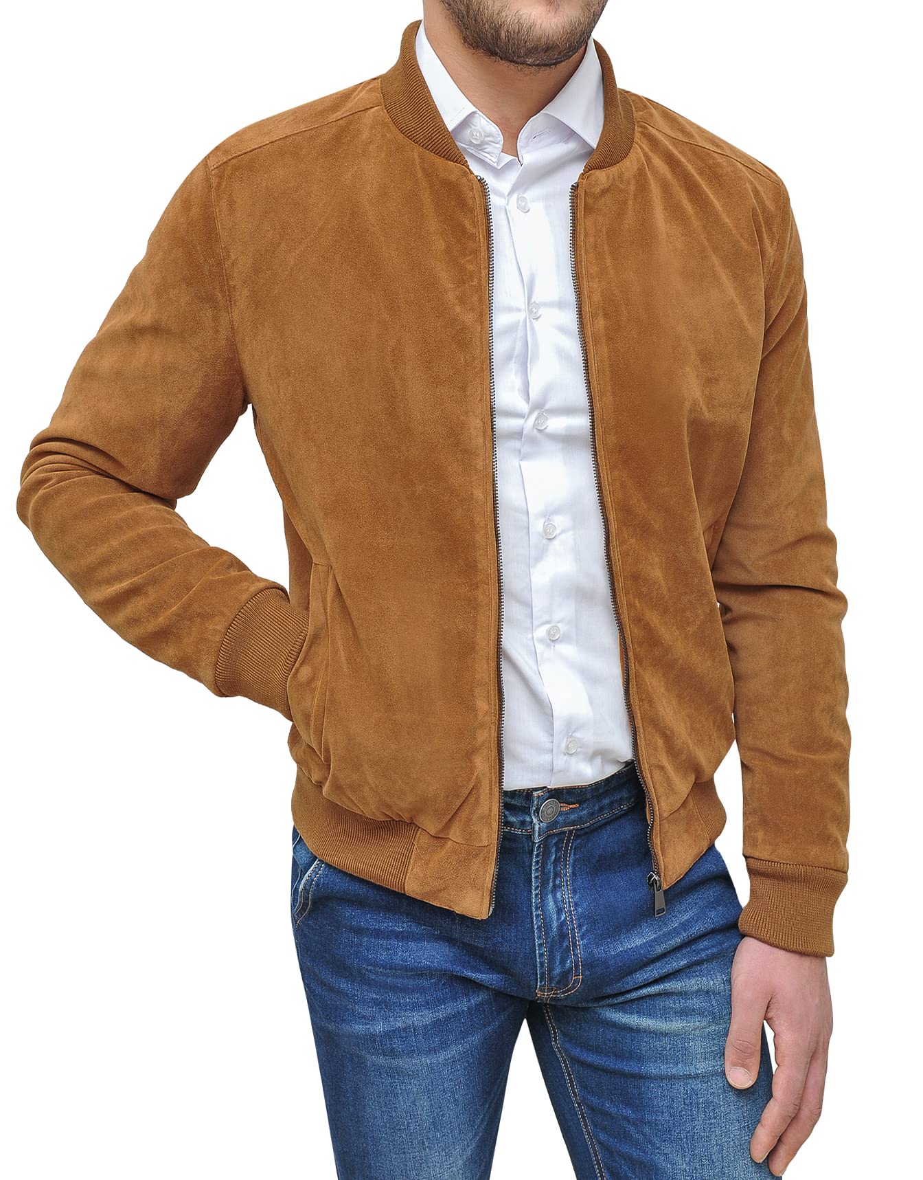 Evoga Cappotto Giacca Uomo Scamosciato Slim Fit Giubbotto Trench Autunno Inverno