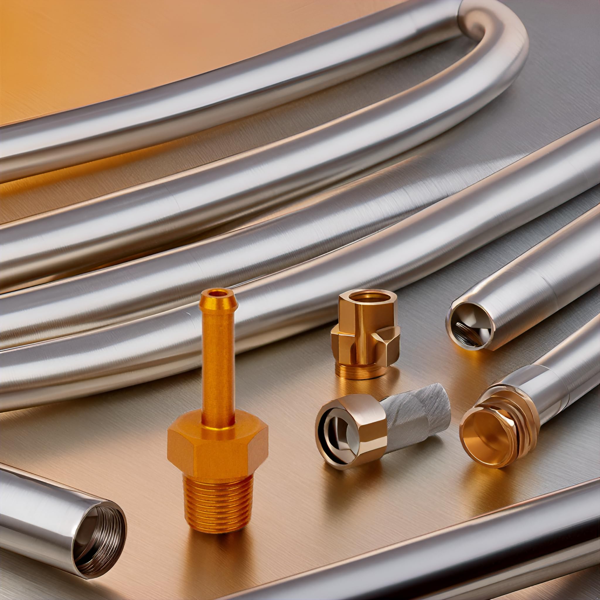 PrecisionGeek Aluminium Kupplungsstecker - 1/8 NPT Außengewinde Auf 4-5mm Schlauchtülle, CNC-gefertigt, Eloxiert Orange