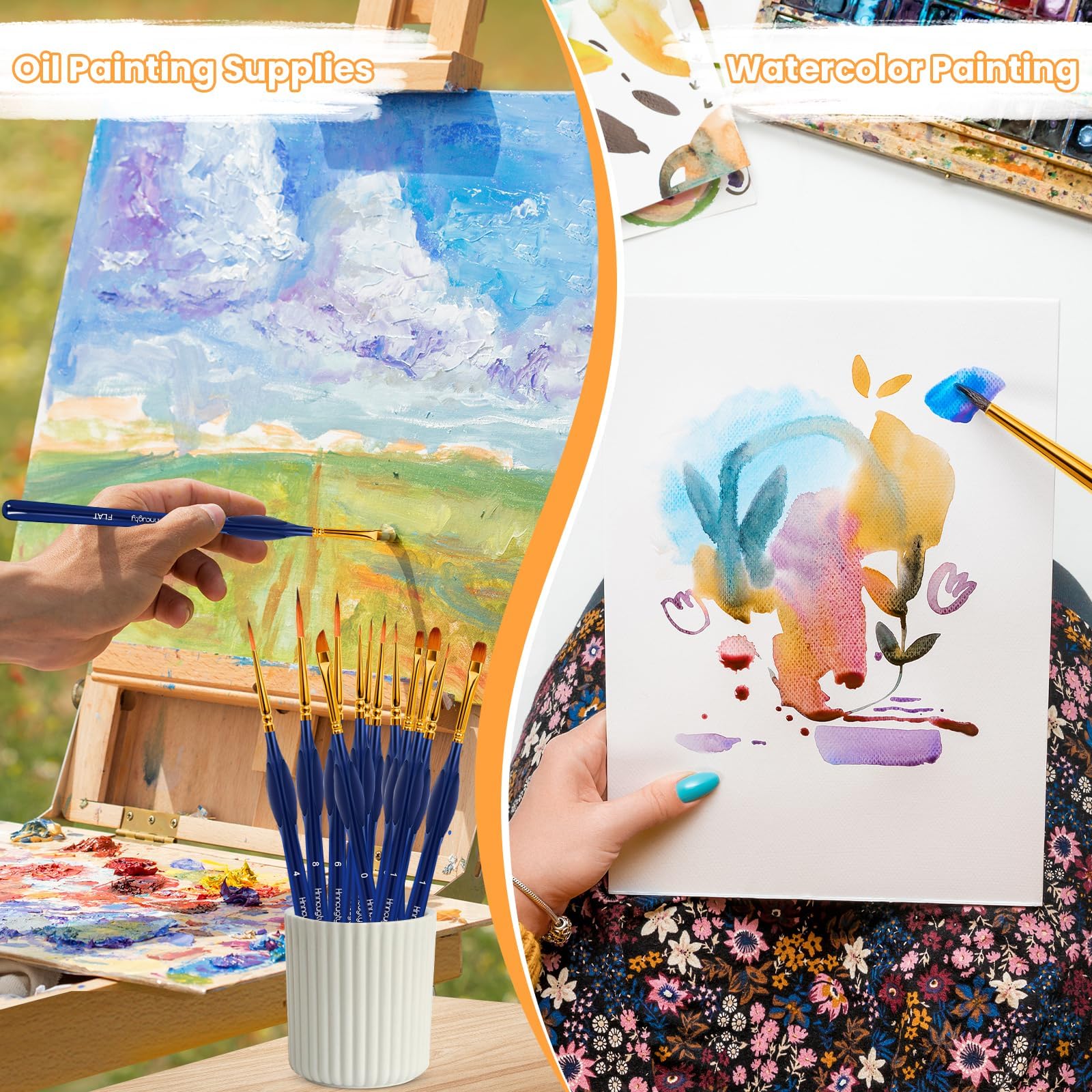 Miniature Paint Brushes - 12pcs for Acrylic & Watercolor -5 Miniature Paint Brushes - 12pcs for Acrylic & Watercolor -5