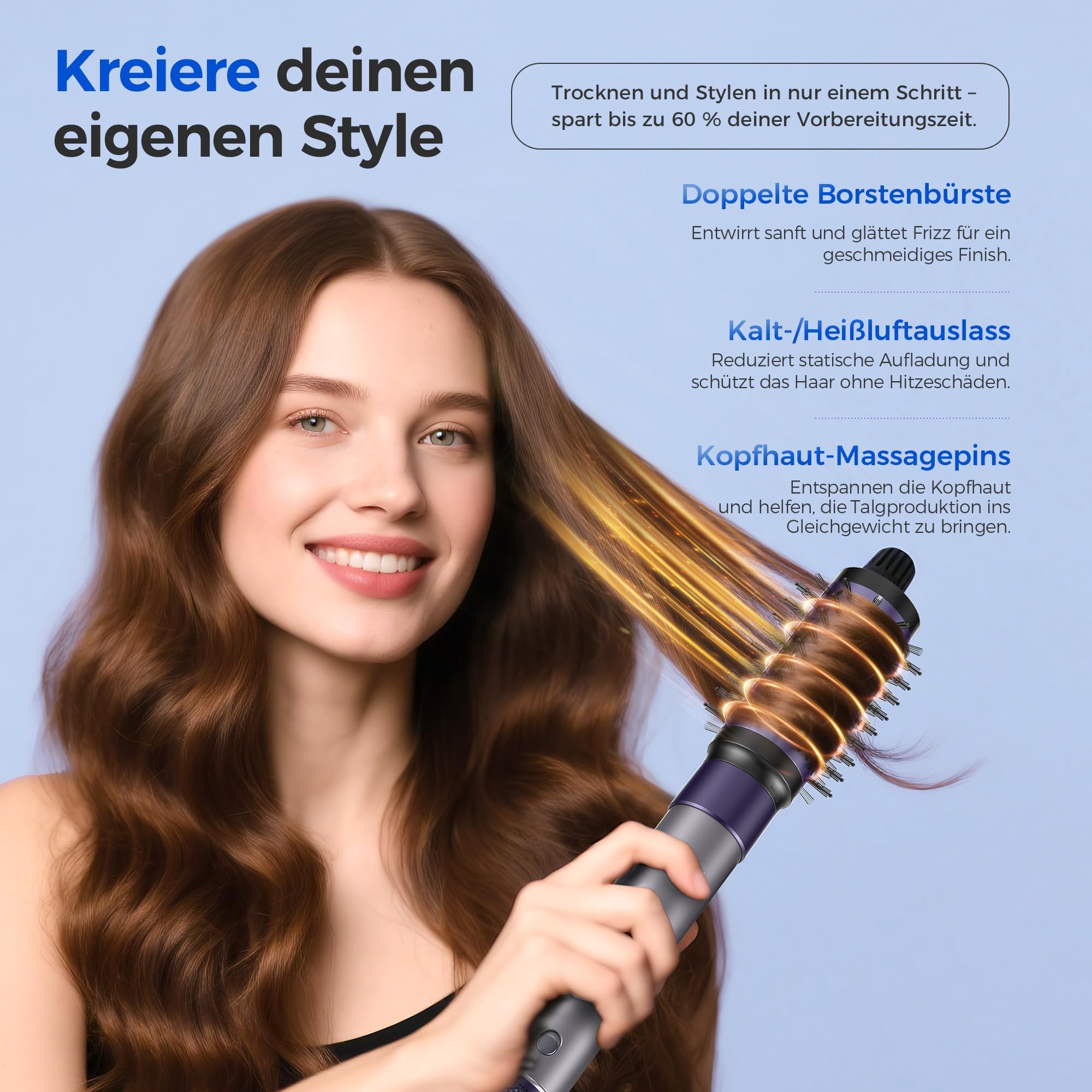 Teendow Airstyler zestaw do stylizacji włosów 7 w 1 z torbą do przenoszenia – automatyczna lokówka, Beach Waves Styler, suszarka jonowa, suszarka do włosów, okrągła suszarka do włosów i prostownica