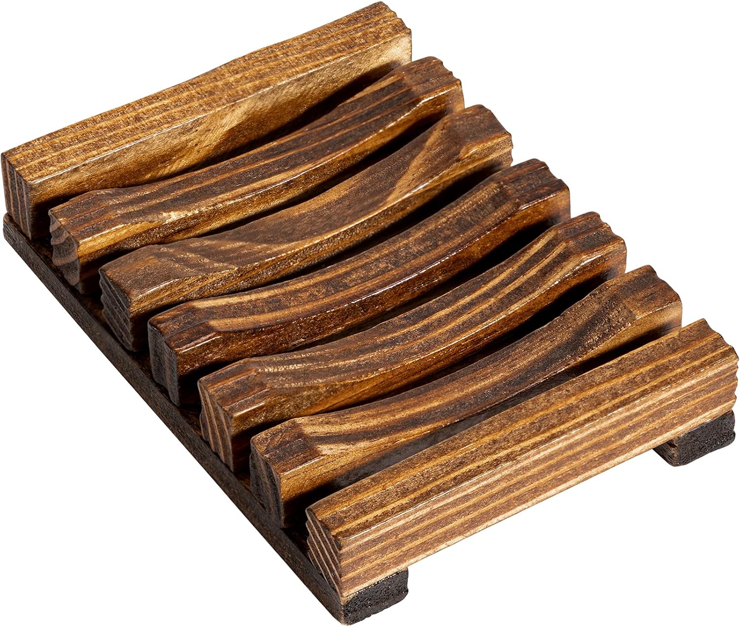 Rainspire Soap Dish Holder, Natural Wooden Soap Case, Hand Craft Soap Dish Soap Saver Holder Soap Tray for Bathroom, Soap, Sponges, Scrubber (Charcoal) (Charcoal)