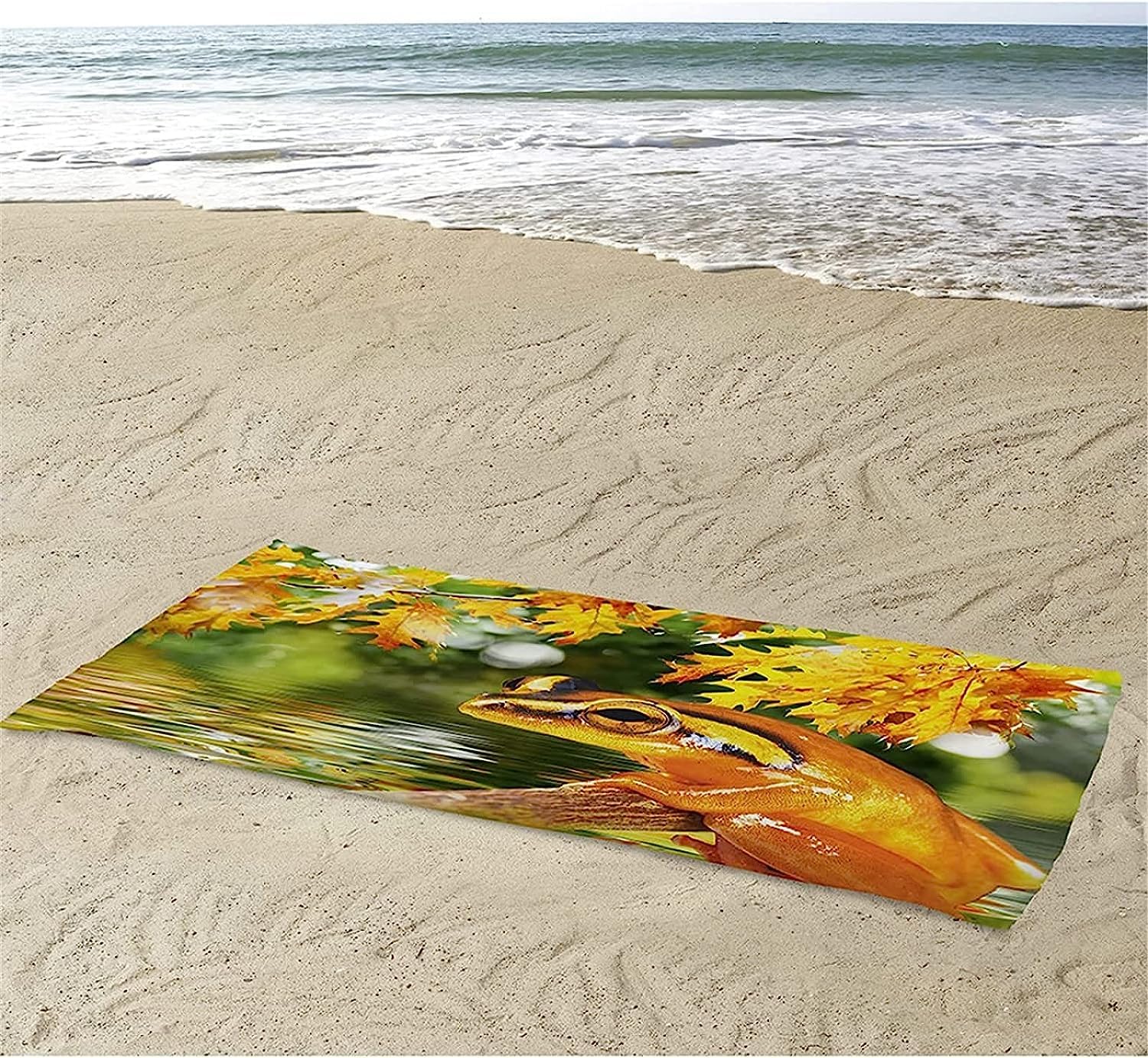 Serviette De Plage 3D, Séchage Rapide Microfibre Serviette De Bain, Nature Paysage Grenouille Serviettes De Plage XXL 150 X 200 Cm, Voyages, Camping, Vacances, Femme Homme Enfant Drap De Plage -3A5G