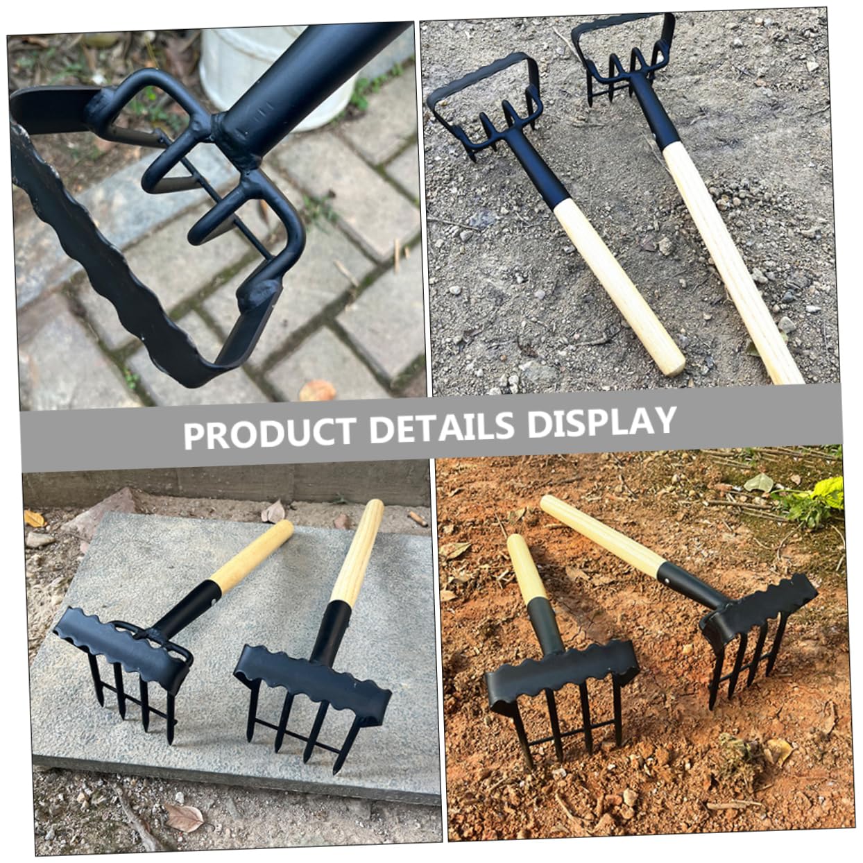 Milisten Kleiner Handrechen für Gartenarbeiten Ergonomischer Gartenrechen mit Leichtem Griff zum Pflanzen und Entfernen von Beeten und Töpfen