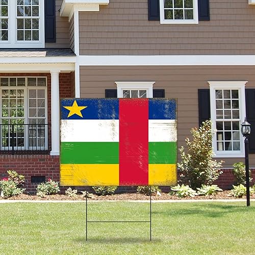 Miniatura 3 de Letrero de bandera nacional de la República Centroafricana, con estacas, de 18 x 24 pulgadas, doble cara, para suministros de fiesta de jardín,