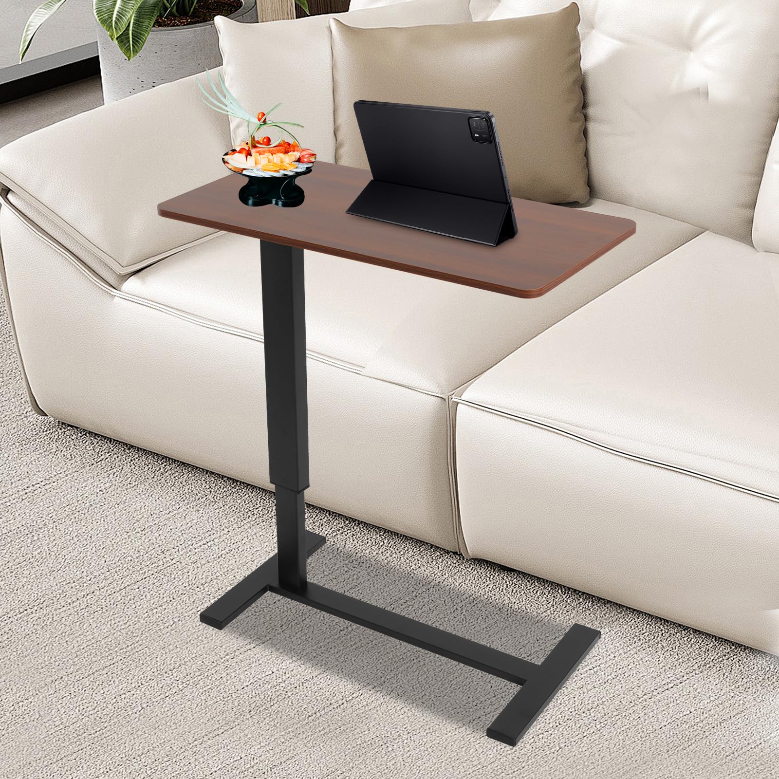 Mesa auxiliar de altura regulable de 80 x 40 cm, mesa plegable con 4 ruedas ocultas y altura 66-94 cm, mesa auxiliar robusta para cama, sofá y cuidado