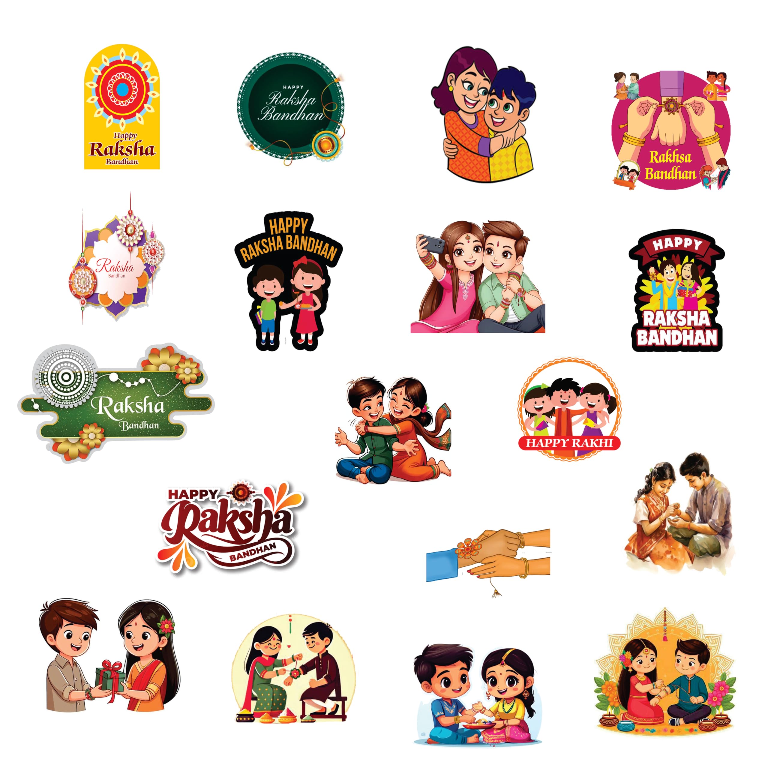 Creative Props Decorative Raksha Bandhan Paper Cut-Out – Festive Wall & Gift Décor for Rakhi Celebration 18 Pcs Small Size-image-28
