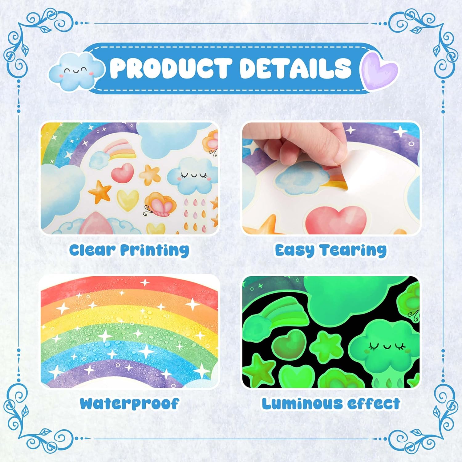 Large Unicorn and Rainbow Wall Decals Glow in The Dark, Cute Stars Stickers for Baby Girls Room, Luminous Ceiling Decor for Bedroom Playroom Nursery - Image 6