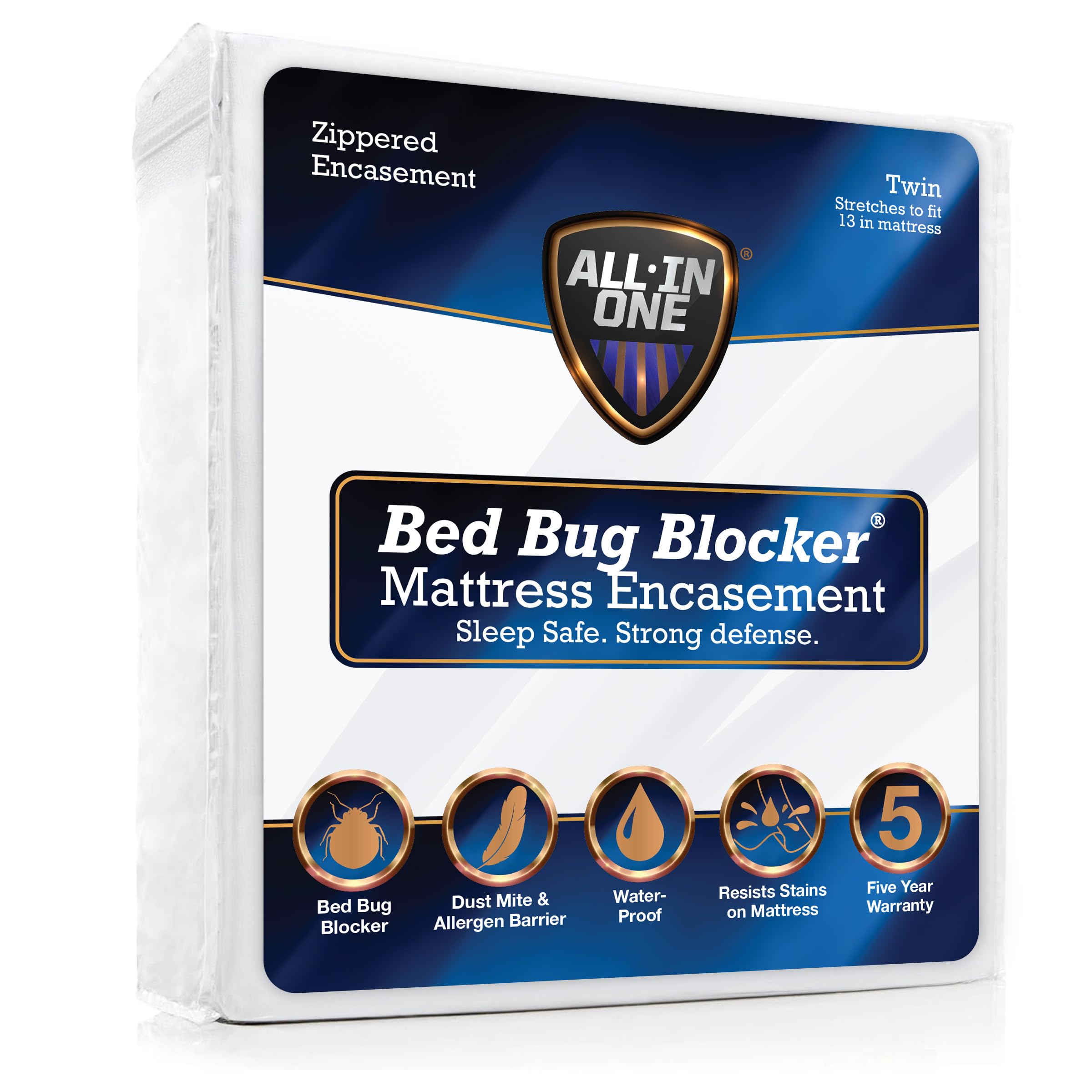 All-in-One Mattress Protector, Zippered Encasement, Water & Stain Resistant, Triple Seal Protection, Twin, White-picture-27