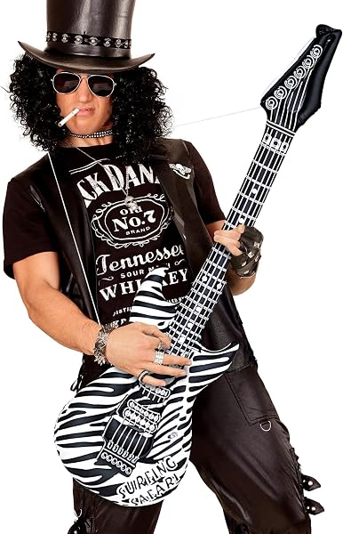 W WIDMANN MILANO Party Fashion - Aufblasbare Gitarre, Kostüm Accessoire mit Trageband, Luftgitarre, Instrument für Karneval - 3