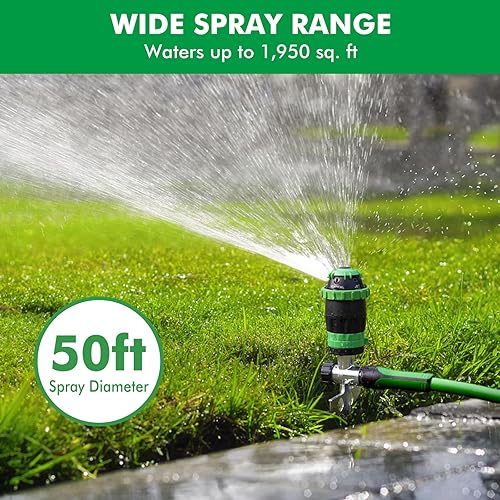 Miniatura 3 de RESTMO - Paquete de 2 aspersor de accionamiento por engranajes con base de pico de metal, sistema de riego de jardinería resistente de 5 patrones,