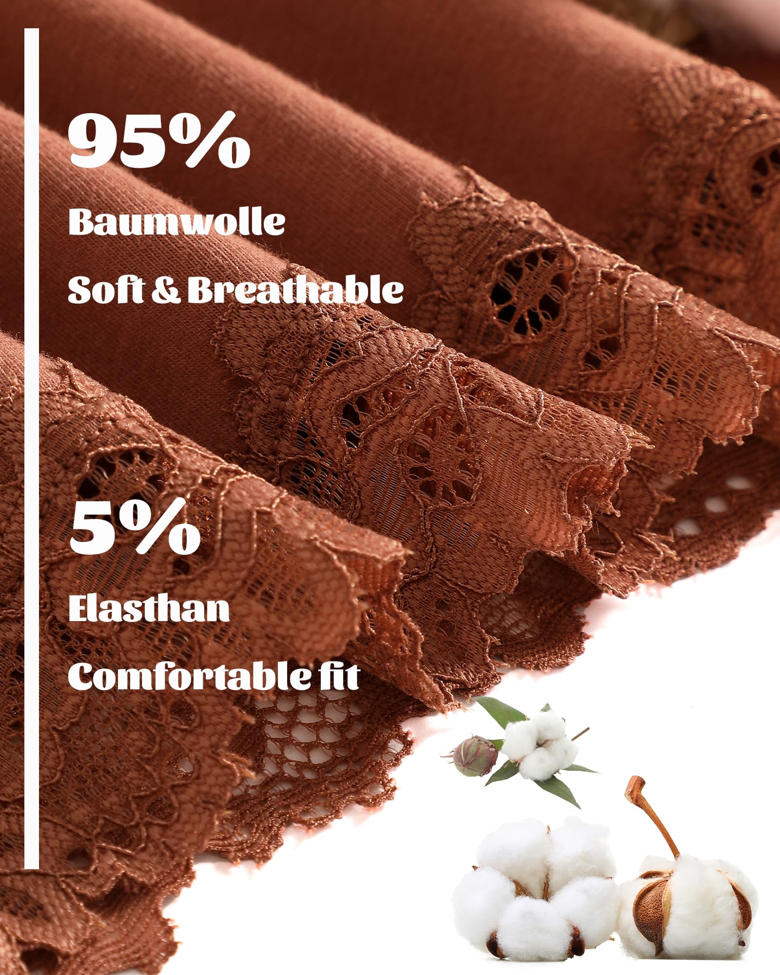 ALL OF SHE Mutande Brasiliana Donna Cotone Slip Pizzo Set Mutandine a Vita Bassa Intimo Seducente Culotte Underwear Pacco da 5