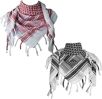 Explore Land Cotton Shemagh Keffiyeh Tactical Desert Scarf Neck Head Wrap with Tassel for Men Women
