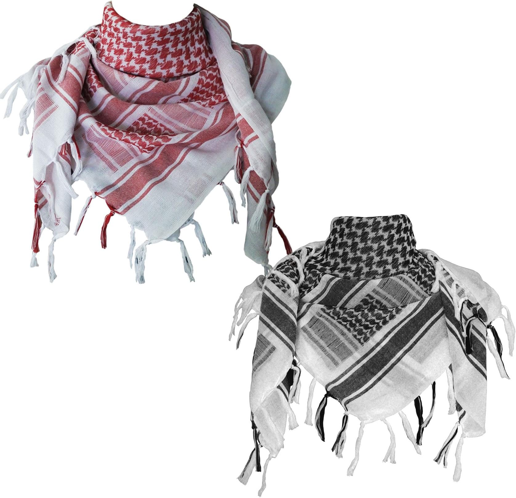Cotton Shemagh Keffiyeh Tactical Desert Scarf Neck Head Wrap with Tassel for Men Women