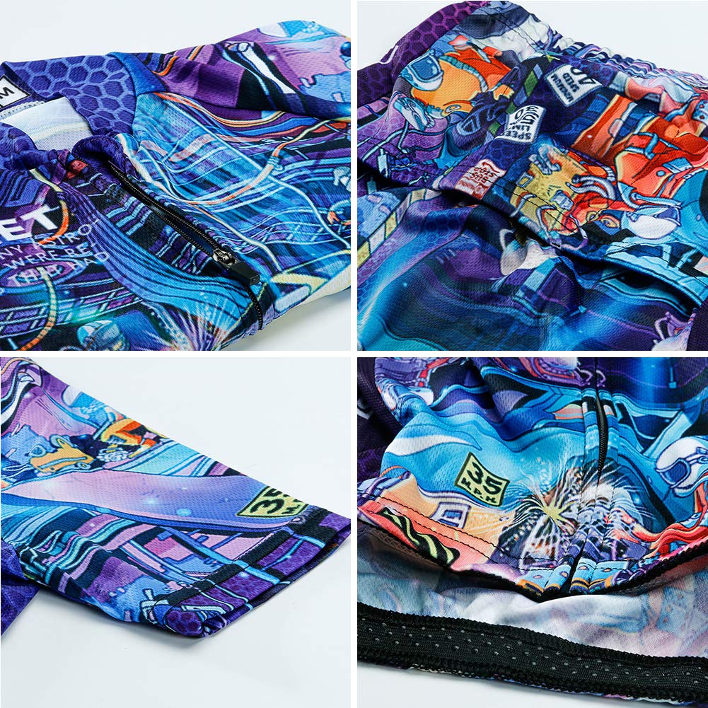 Kinder Jungen Radtrikot Set, Mädchen Radbekleidung Anzüge, Quick Dry Radsportanzug, Fahrradtrikot Kurzarm und 3D Sitzpolster Radhose, Rennwagen, 104/110(Herstellergröße: S)