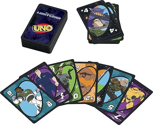 Miniatura 3 de Mattel Games UNO - Juego de cartas Lightyear de Disney y Pixar en lata de almacenamiento coleccionable, baraja con temática de película para niños,