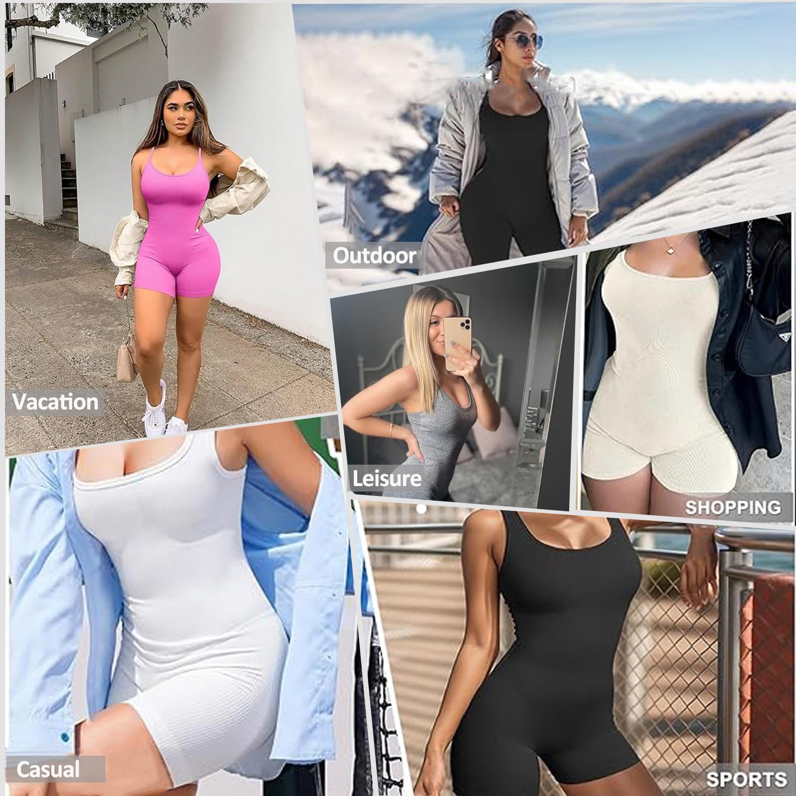 Tuta Intera Donna Sportiva Elegante Tight Scrunch Butt V back Jumpsuit Tuta senza Slims maniche per sport senza schiena tuta yoga con tuta intera elasticizzata One Piece Palestra Bodysuit