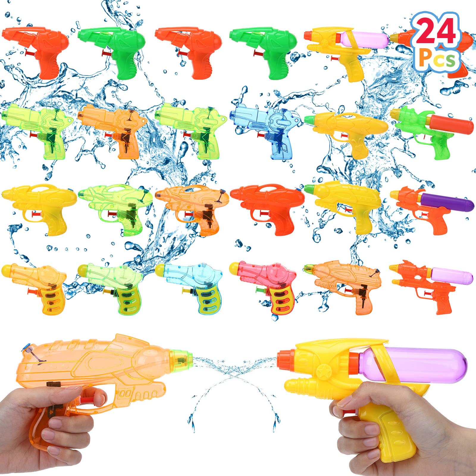 LIZHOUMIL8-Piece Water Gun Set for Kids - Dinosaur Squirt Guns - Water Blaster Soakers - Water Activated Vests - Long-Range Shooting - Summer Pool and Beach Toy