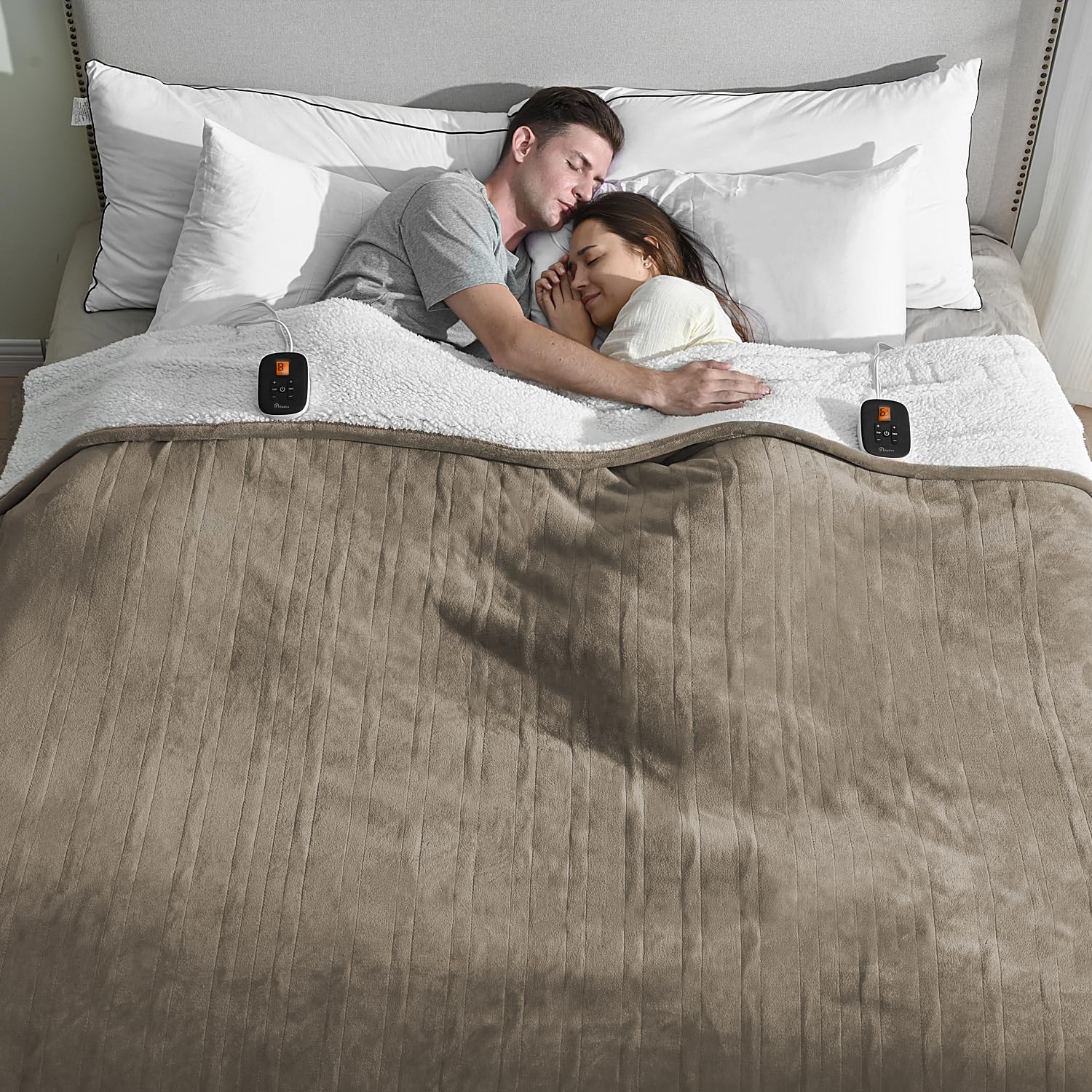 King Size Dual Control Electric Blanket, 10 Heating Levels, Overheat Protection, ETL Certified