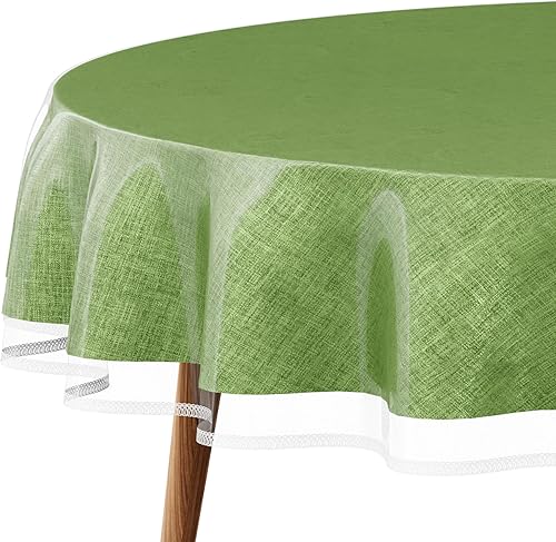 Miniatura 8 de Sorfey Mantel de plástico para mesa, protector de mantel de plástico transparente, con borde, 60 x 84 pulgadas, rectangular, impermeable y