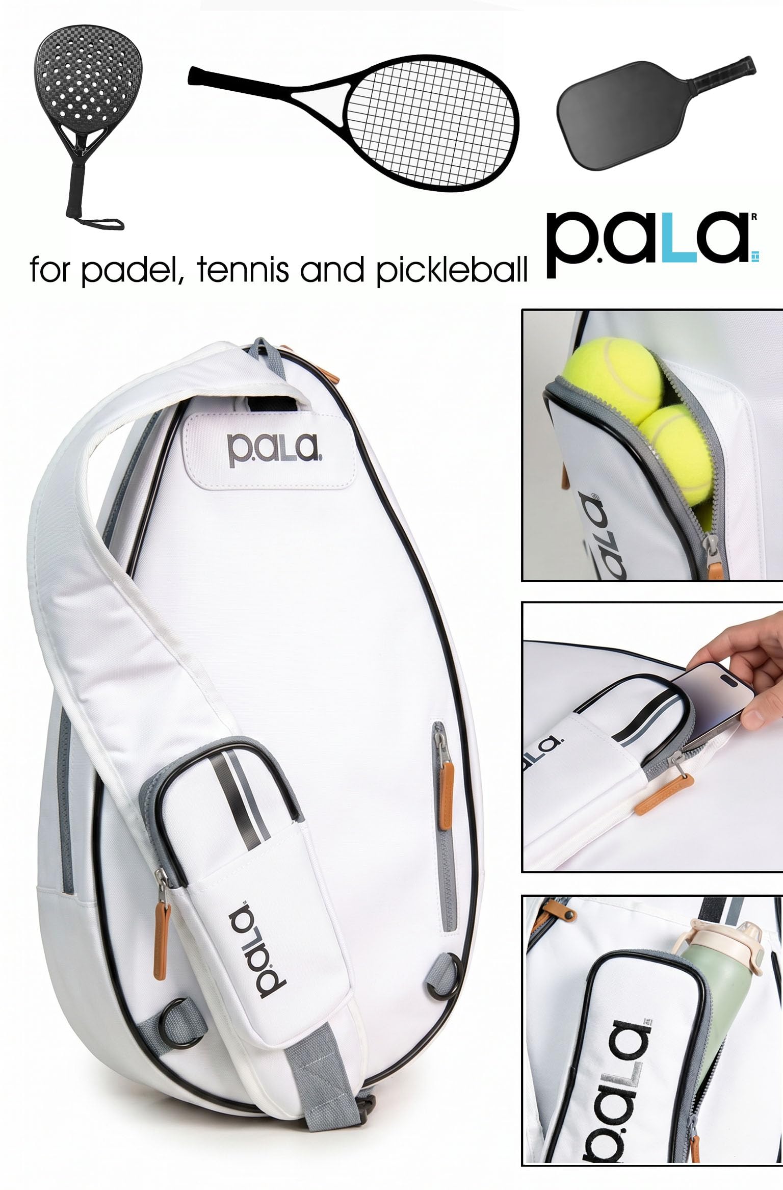Tennis Badminton Tasche Pickleball Rucksack Tasche – Reversible Crossbody Sling Bag Für Damen & Herren Mit Zaunhaken, Schwarz Tennis Badminton Tasche Pickleball Rucksack Tasche – Reversible Crossbody Sling Bag Für Damen & Herren Mit Zaunhaken, Schwarz