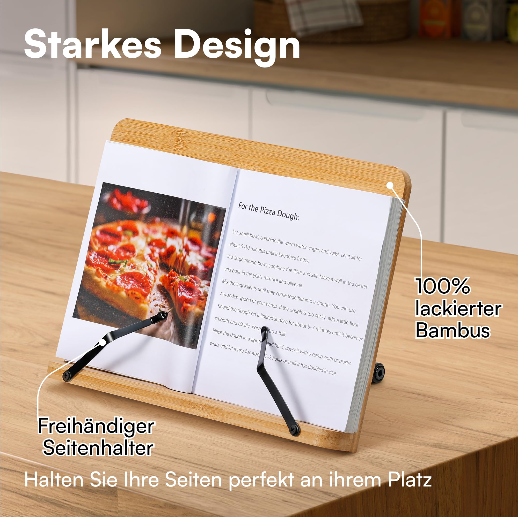 H&S Bambus Buchhalter - Verstellbare Buch Halterung Buchstnder  Kochbuchhalter Notenstnder fr Tisch - Buchhalter Lesestnder  Kochbuchstnder faltbar - Bambus Book Stand Rest : Amazon.de: Kche,  Haushalt & Wohnen