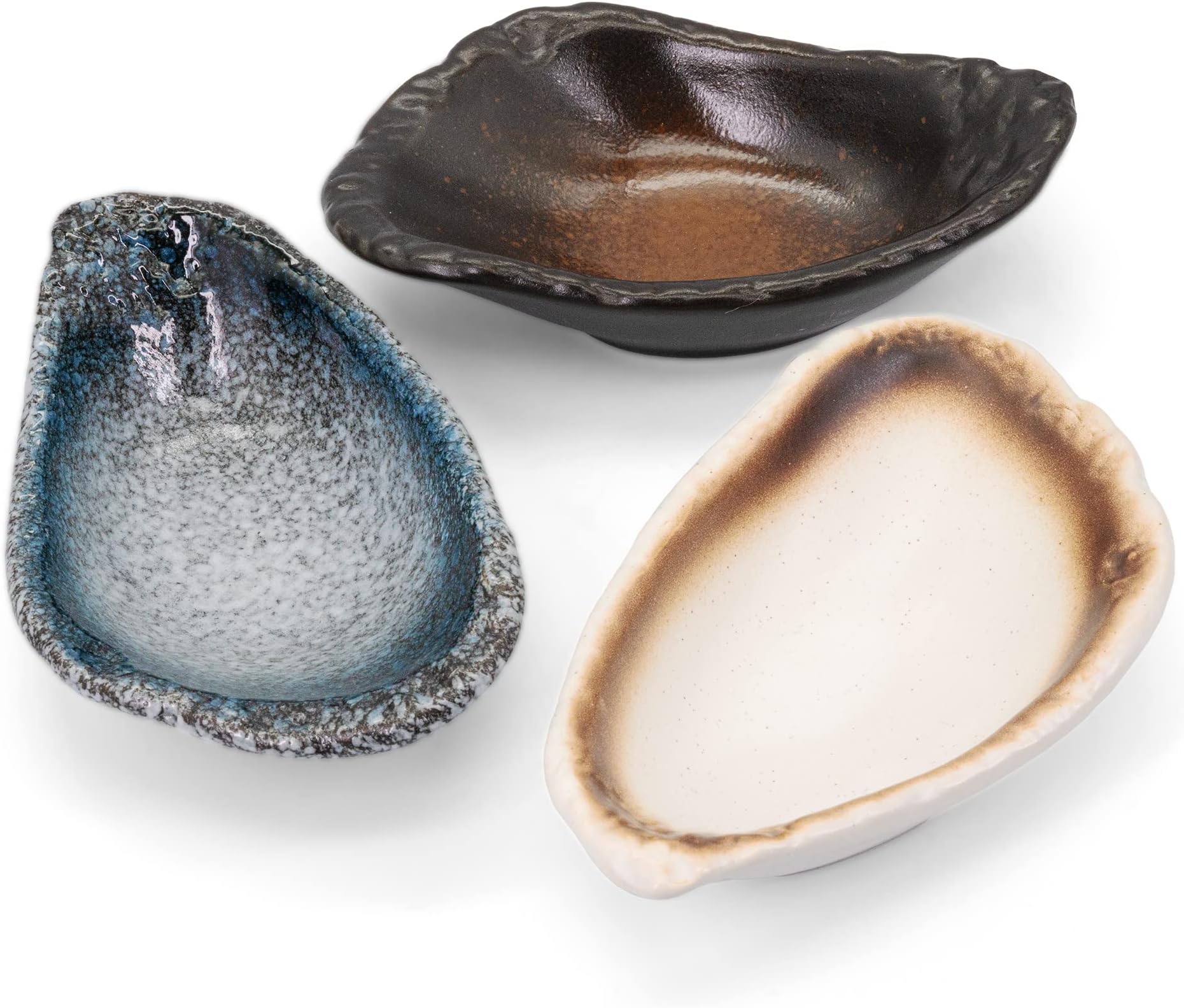 Ceramic Spoon Rest for Stove Top, 3 PCS Shell-Shaped Stable Glaze Sauce Tray Fruits Dish Porcelain Utensil Spoon Holder for Kitchen Counter Dining Table Decor Easy Clean (NO.1)