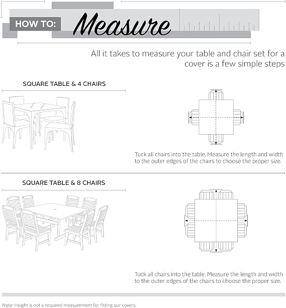 Classic Accessories Veranda Water-Resistant 66 Inch Square Patio Bar Table & Chair Set Cover, Outdoor Table Cover