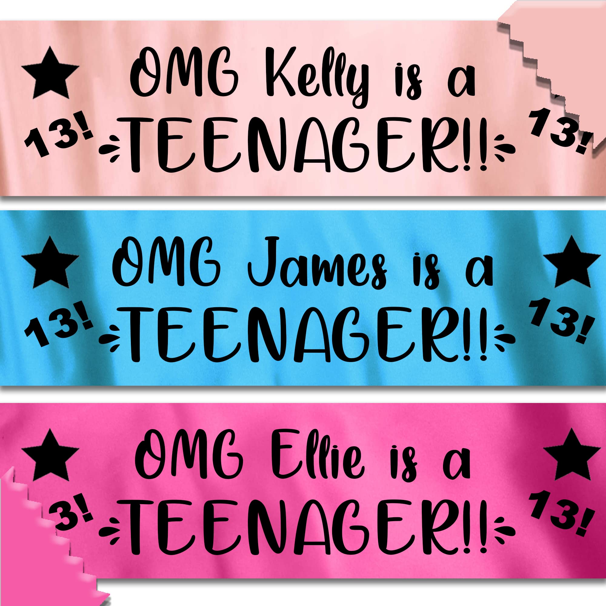 Personalised OMG Name is a Teenager! Birthday Banner Wall Decoration Party 13th Thirteenth Thirteen Teen 80cm x 10cm