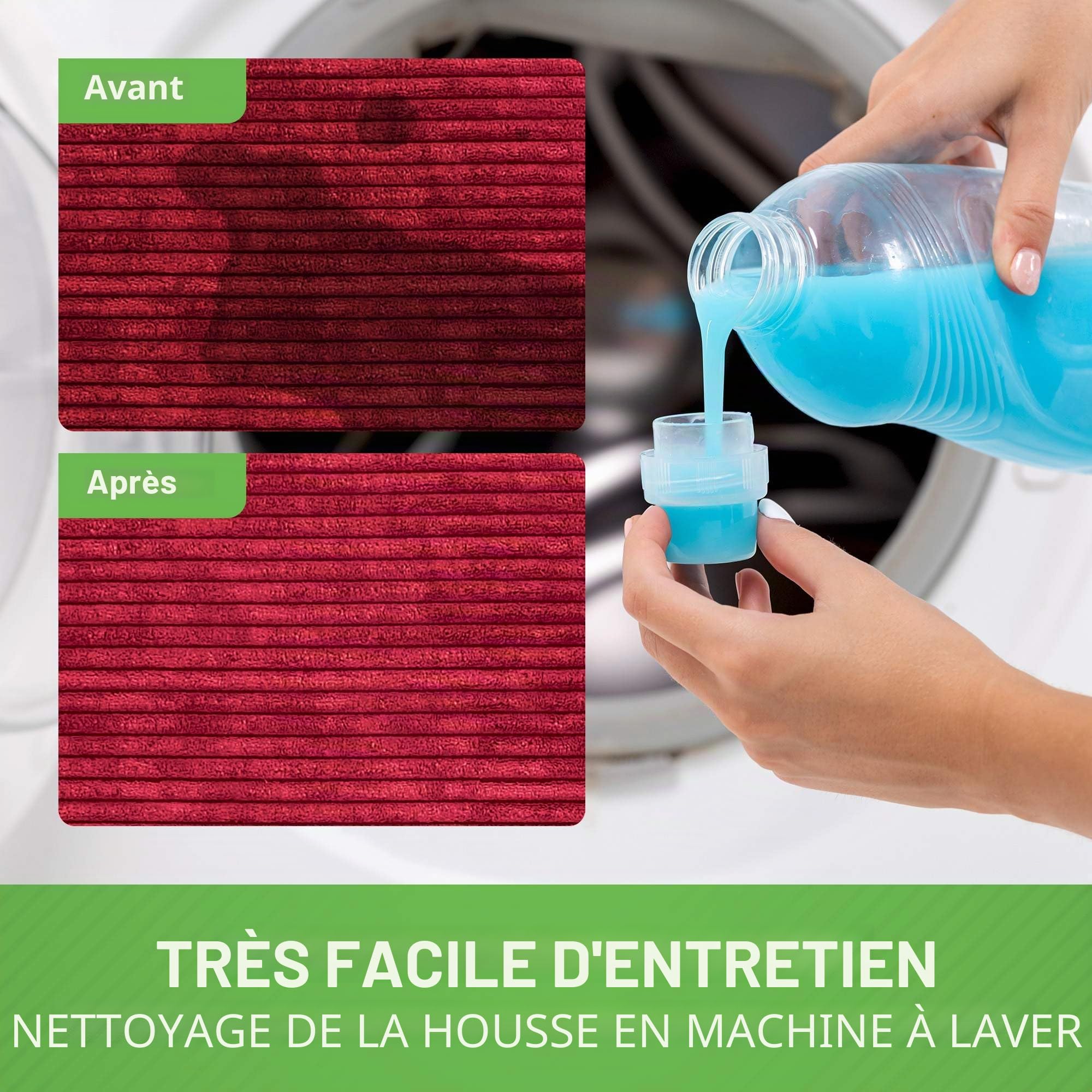 Green Bean© Pouf avec Tabouret en Velours côtelé - Pouf pour Salon, Chambre à Coucher - Fauteuil pour Adulte - Rouge - Environ 230 l - Rembourrage : 90 x 80 x 80 cm et 45 x 25 cm