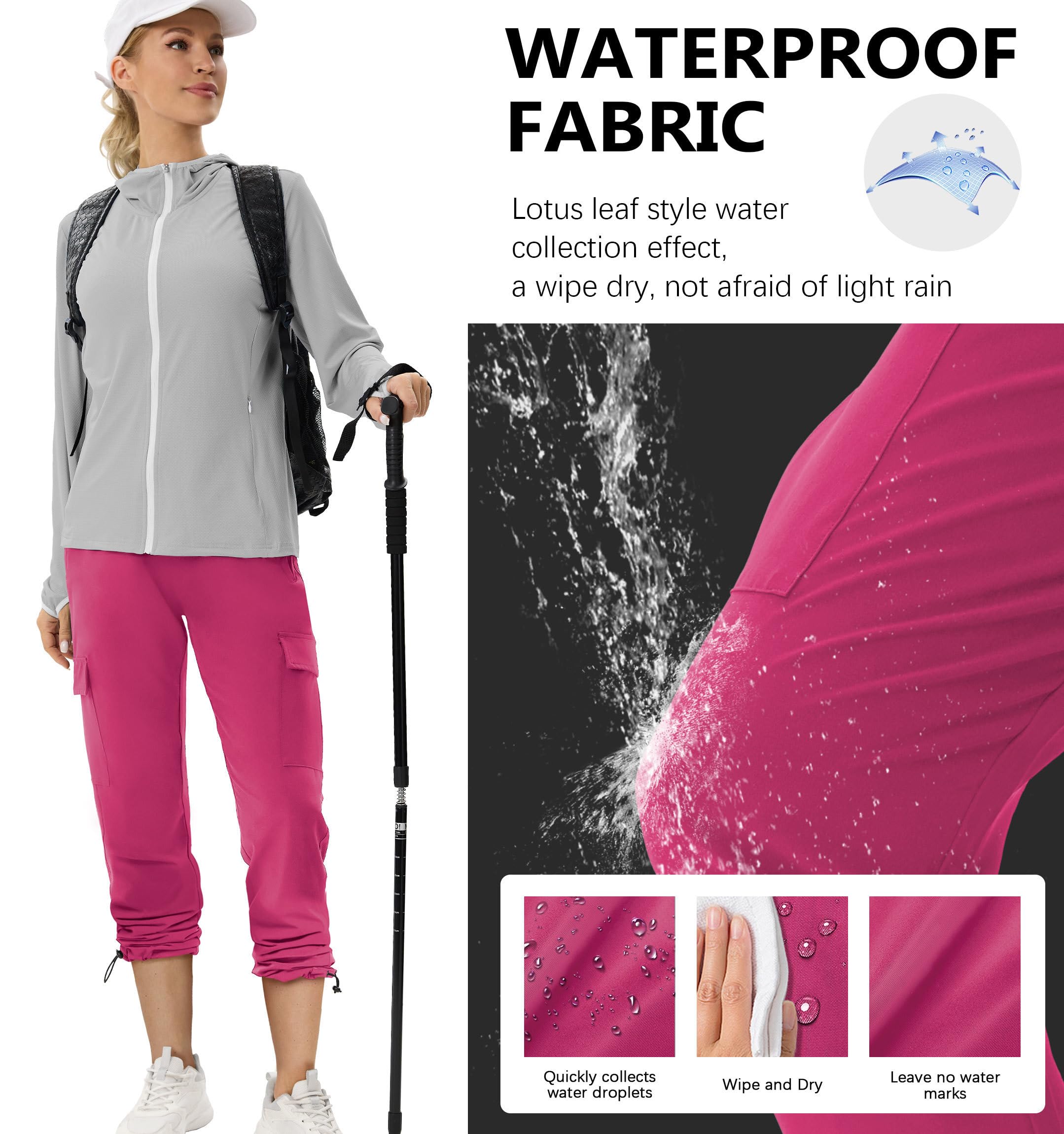 ANGEL CITIZ Pantalon de Randonnée Femme Cargo Léger, Séchage Rapide & Respirant, Multi-Poches, Idéal pour Été, Trekking, Montagne, Extérieur et Travail