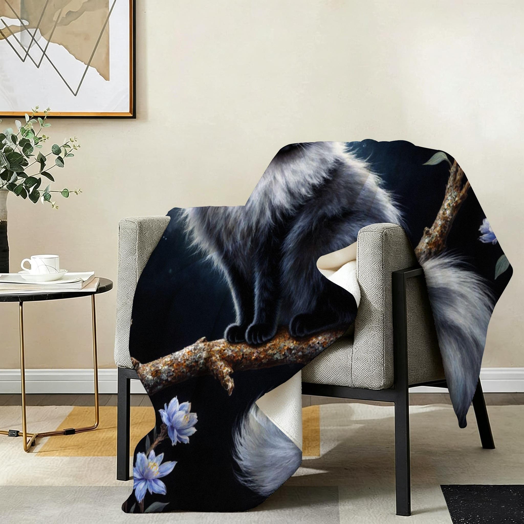 Manta de Forro Polar 240x260 cm, Gato Gris, AQ114