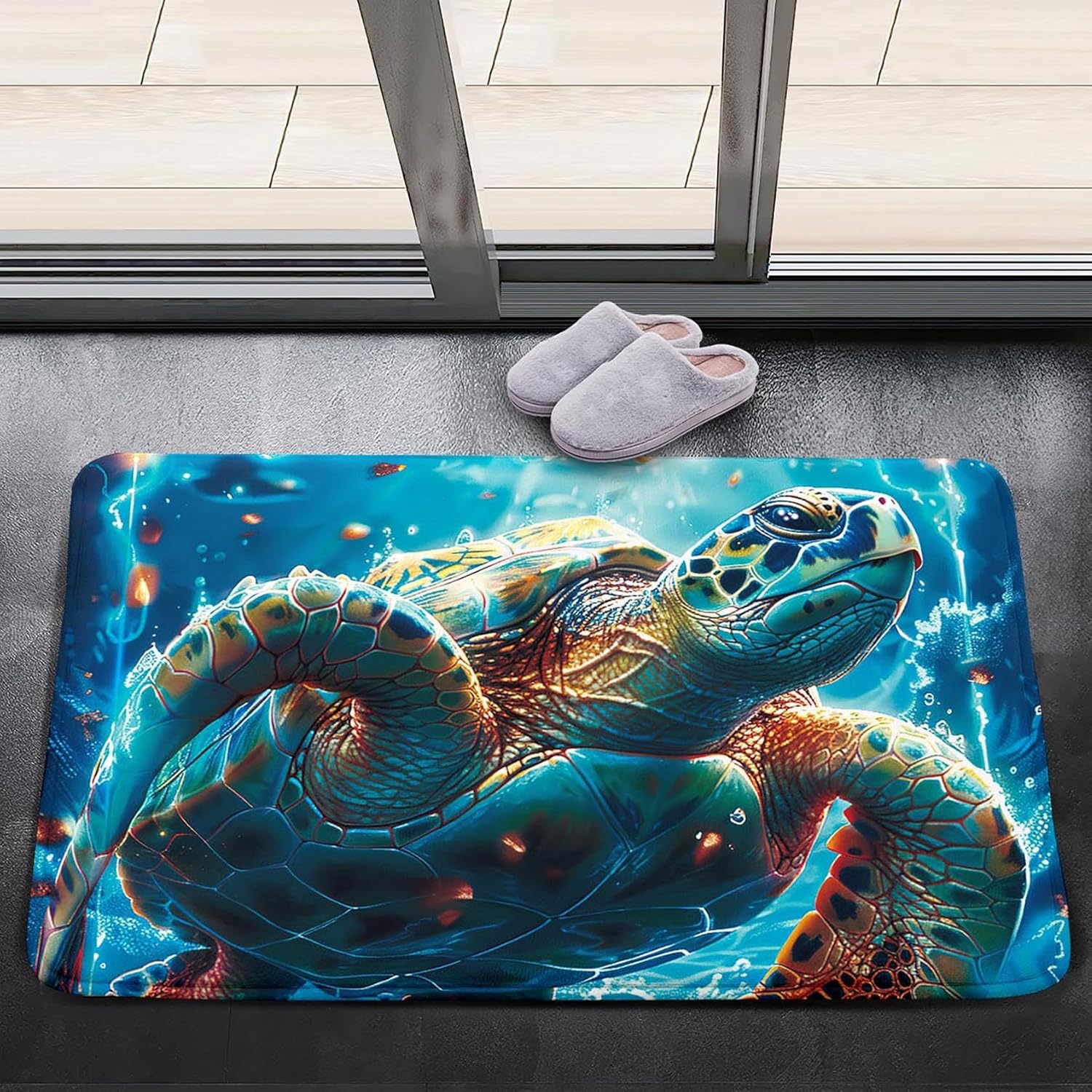 Sea Turtle Rug for Bedroom - Sea Animal Theme Turtle Carpet Ocean Rug for Kids Room Decor Tropical Coastal Beach Rugs Bedroom Living Room Playroom 2x3 Feet