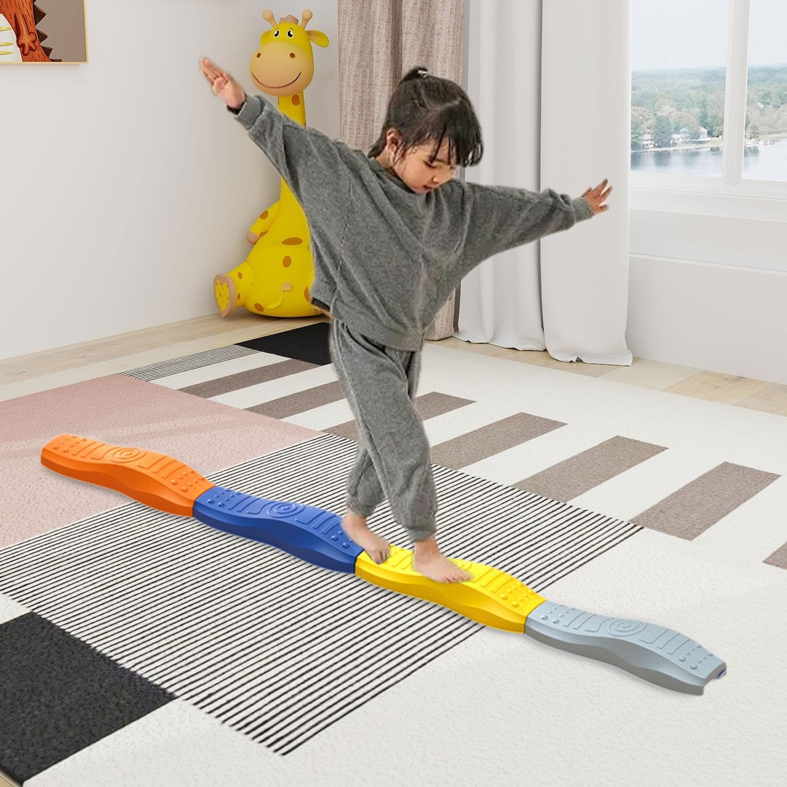 8 Stück Balanciersteine Kinder Gleichgewichtsbalken Stepping Stones Hindernis Parcours Koordinationstraining Lernspielzeug Aus Stabilem PP für Aktive, 4pcs A