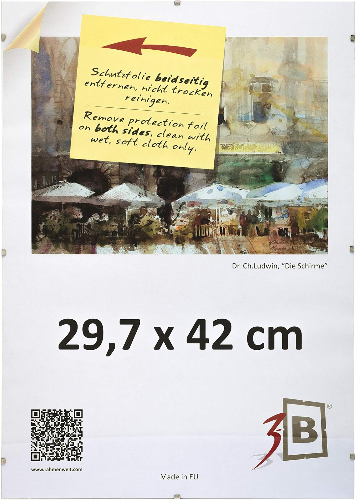 3-B Set of 5 pcs CLIP FRAMES - 29,7x42 cm (A3) (ca. 12x17) frameless photo picture holder with polyester glass (plastic sheets)