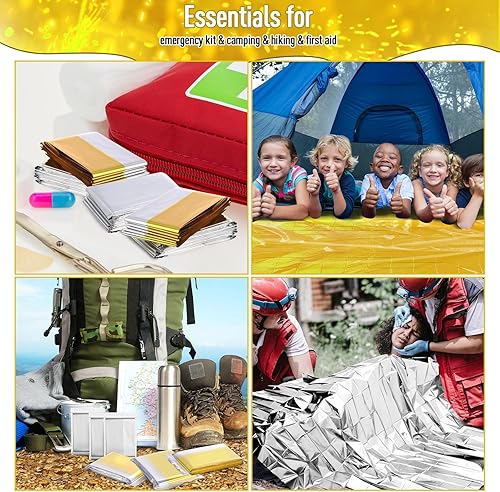 Miniatura 5 de Kanayu Paquete de 100 mantas térmicas de aluminio de emergencia para supervivencia de 82 x 63 pulgadas, kit de manta espacial de aluminio para
