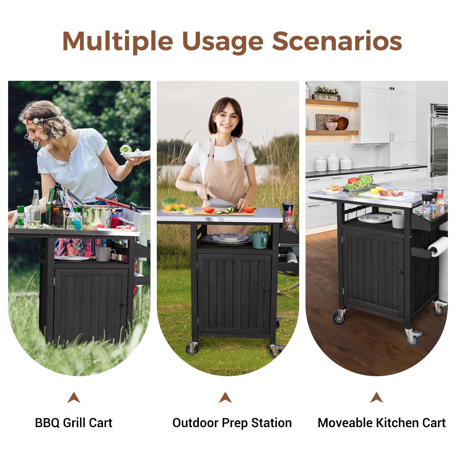 Stainless Steel Prep Table Outdoor BBQ Grill Table With Storage ...