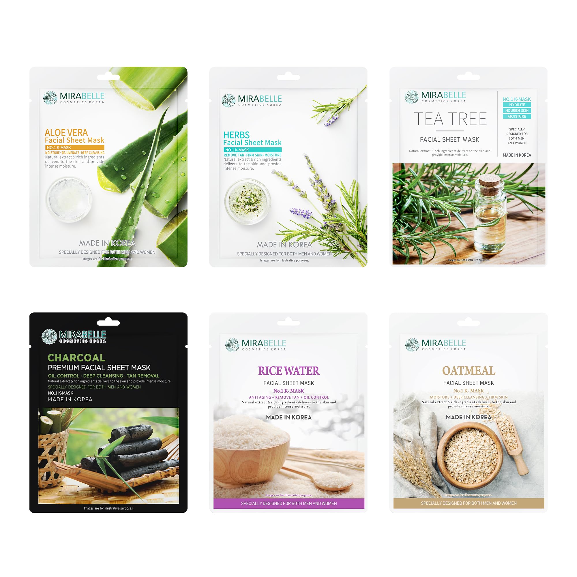 COSMETICS KOREA Combination Skin Facial Sheet Mask (Pack of 6)