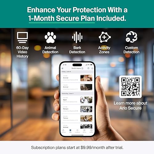 Miniatura 4 de Arlo Essential - Cámara de seguridad con inclinación panorámica para interiores 2K (versión 2025), alimentación con conexión con cable,