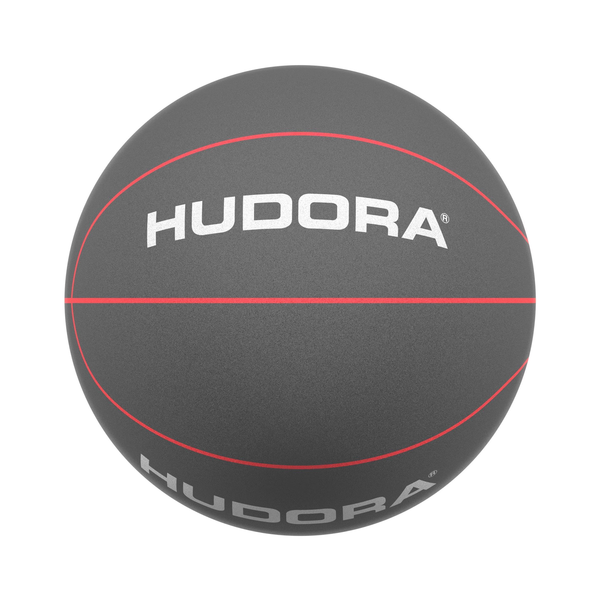 HUDORA Miękka piłka do koszykówki – rozmiar 7, Ø 24 cm – waga ok. 340 g – szara piankowa piłka do koszykówki – cicha do użytku wewnątrz i na zewnątrz – przyjazna dla dzieci, cicha i poręczna – dla