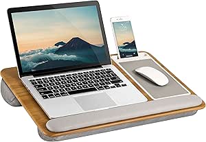 LAPGEAR Home Office Pro Lap Desk with Wrist Rest, Mouse Pad, and Phone Holder - Oakwood - Fits up to 15.6 Inch Laptops - Style No. 91599