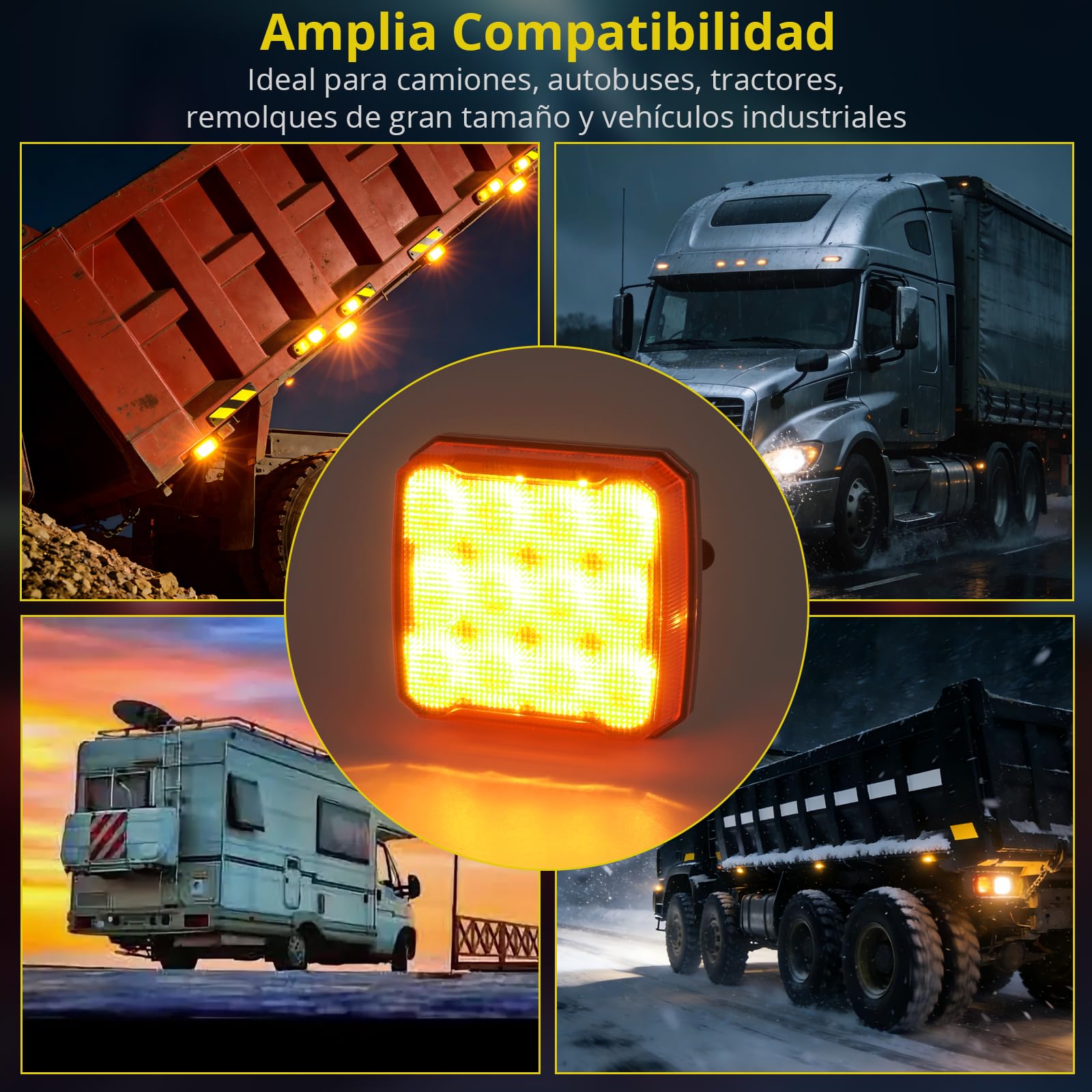 PROZOR Pilotos Traseros Remolque LED Ámbar 2PCS Luces Remolque Traseras Magnéticas Recargables Montaje Luces Traseras Vehículo Luz Emergencia Estroboscópica IP65 18 Modos Flash