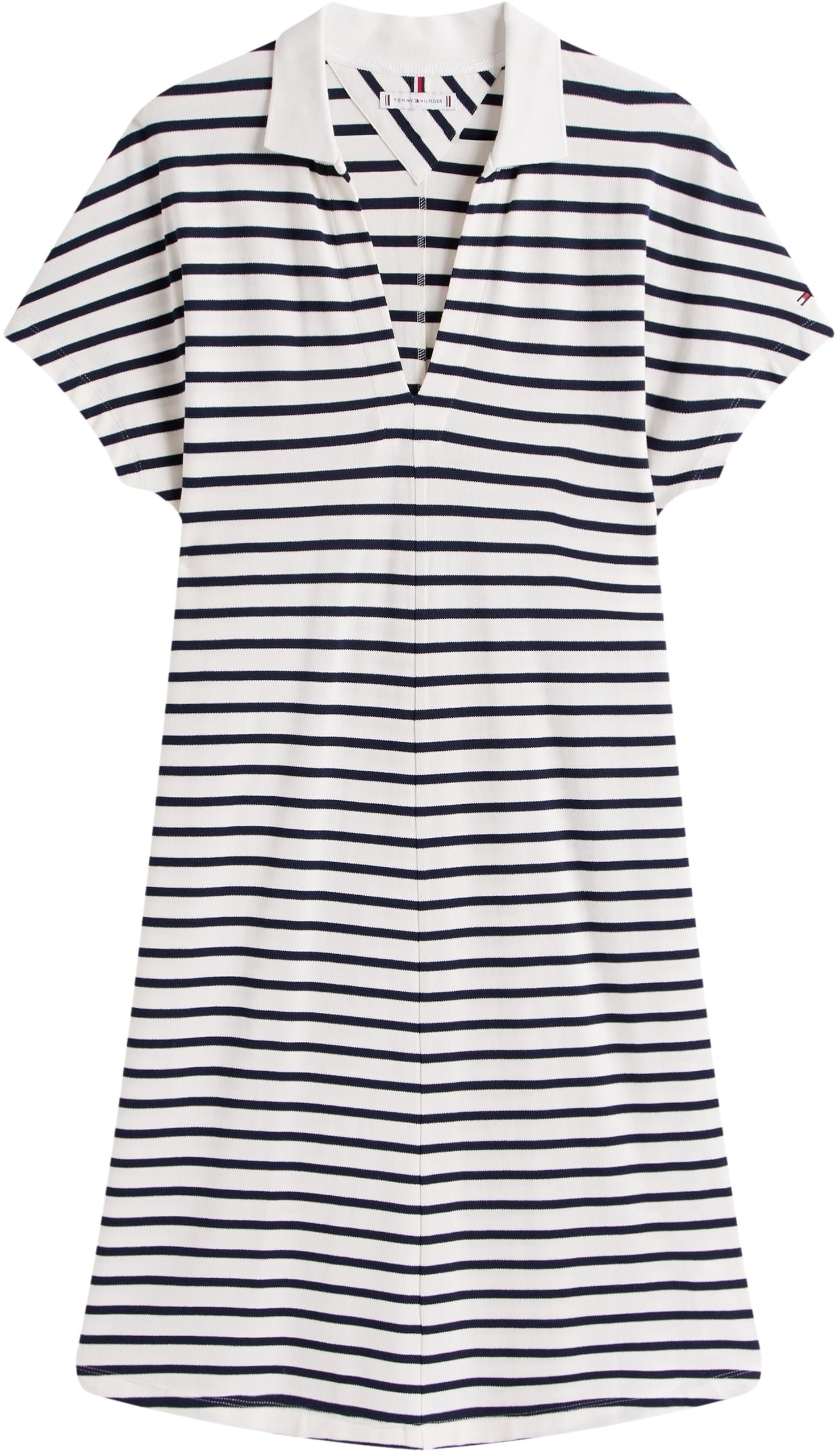 Tommy Hilfiger Donna Abito a Polo Lyocell Tipping Maniche Corte