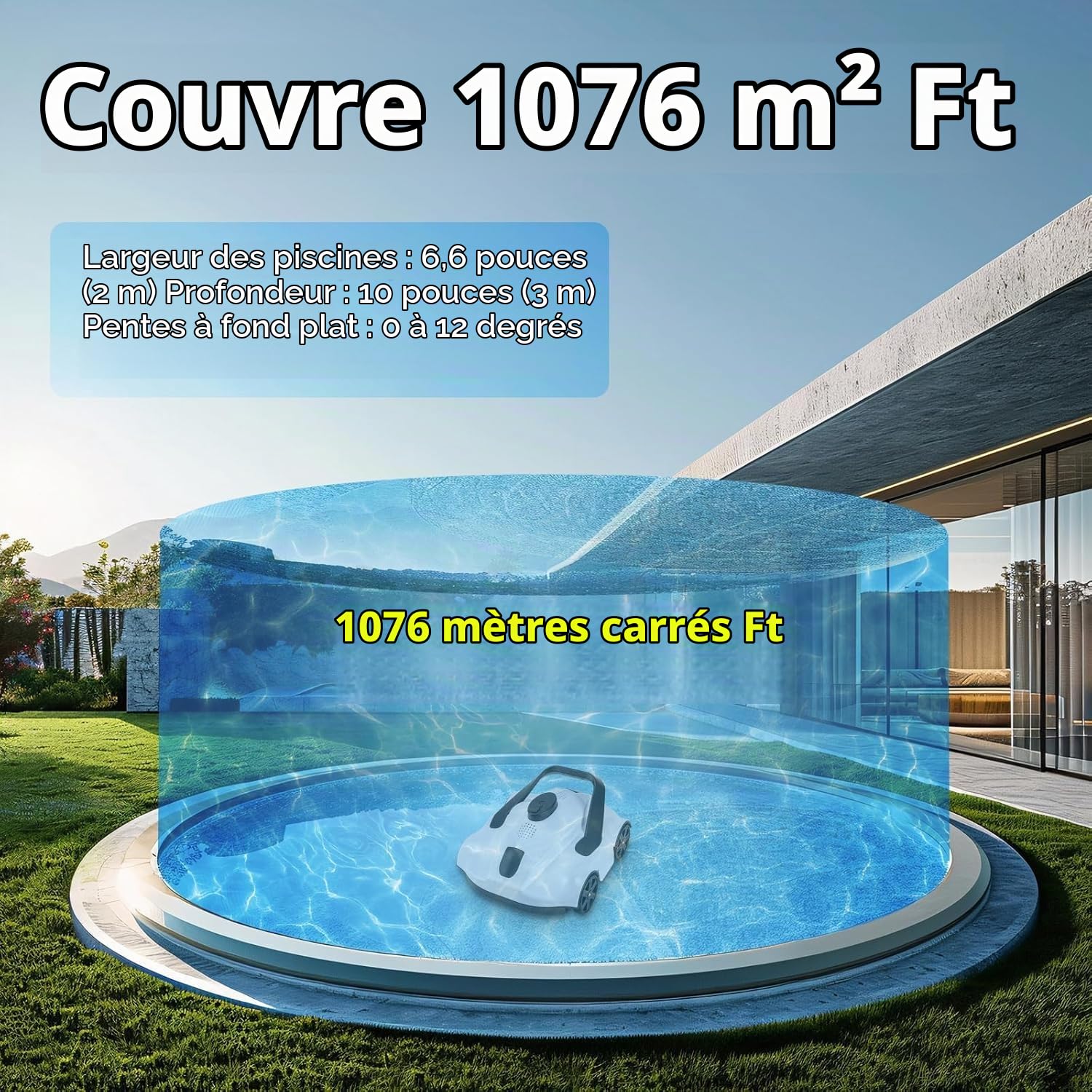 Nettoyeur de piscine, aspirateur de piscine pour piscine hors sol, aspirateur automatique pour toutes les piscines, nettoyeur de piscine Premier, filtre de piscine pour la maison, capacité
