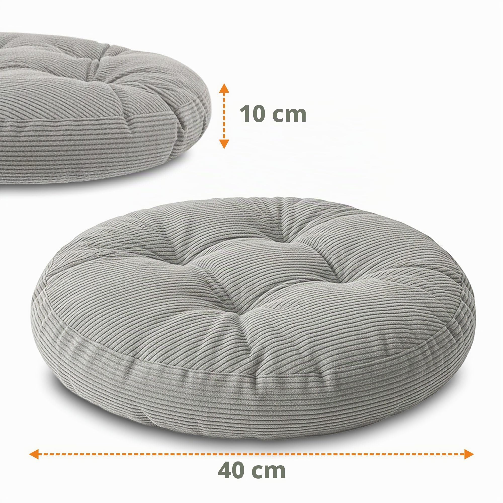 Amazinggirl Cojín Silla Comedor Redondo 40 cm - Juego de 4 Cojines para sillas Cocina Interior Asiento Acolchado Estilo escandinavo Suave Lavable Terciopelo acanelado Gris