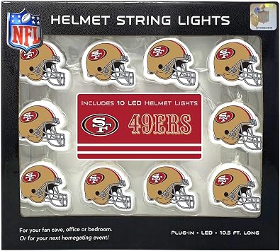 NFL LED Helmet String Lights with Adaptor Plug Included, Battery Operated Football Fairy Lights for Indoor Home Decor