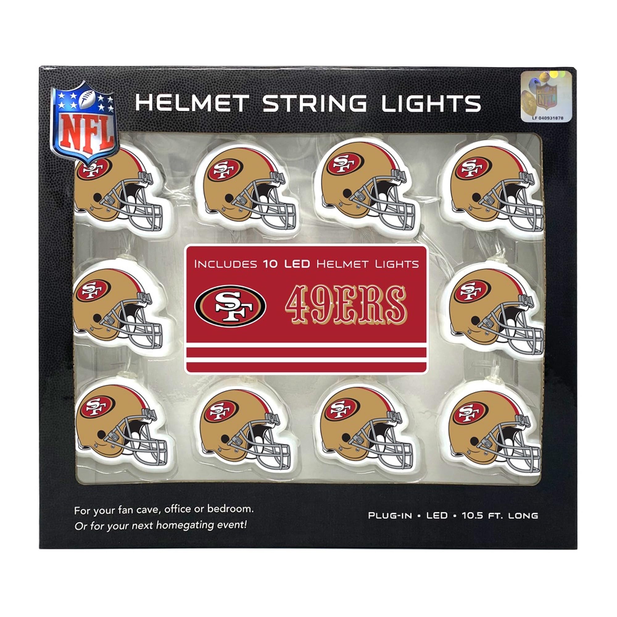 Party Animal NFL Helmet String Lights, 10 LED Lights, San Francisco 49ers
