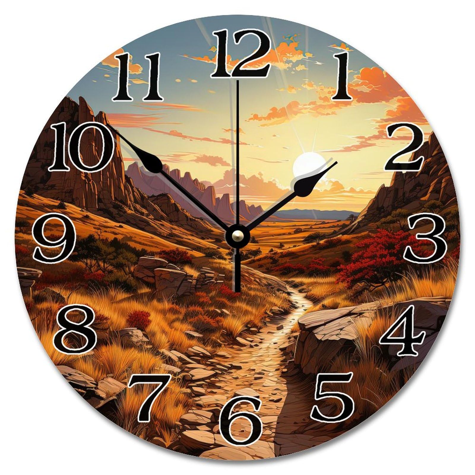 GuangpatBig Bend Texas National Park Farmhouse Wall Clock Big Bend Texas National Park Landscape City Souvenir 15 Inch Round Wall Clocks Modern Wall Decor Gift for Foreign Friend