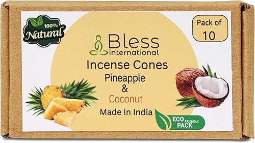 Bless International Piña y coco 100% natural - Conos de incienso hechos a mano sumergidos a mano orgánicos libres de productos químicos para
