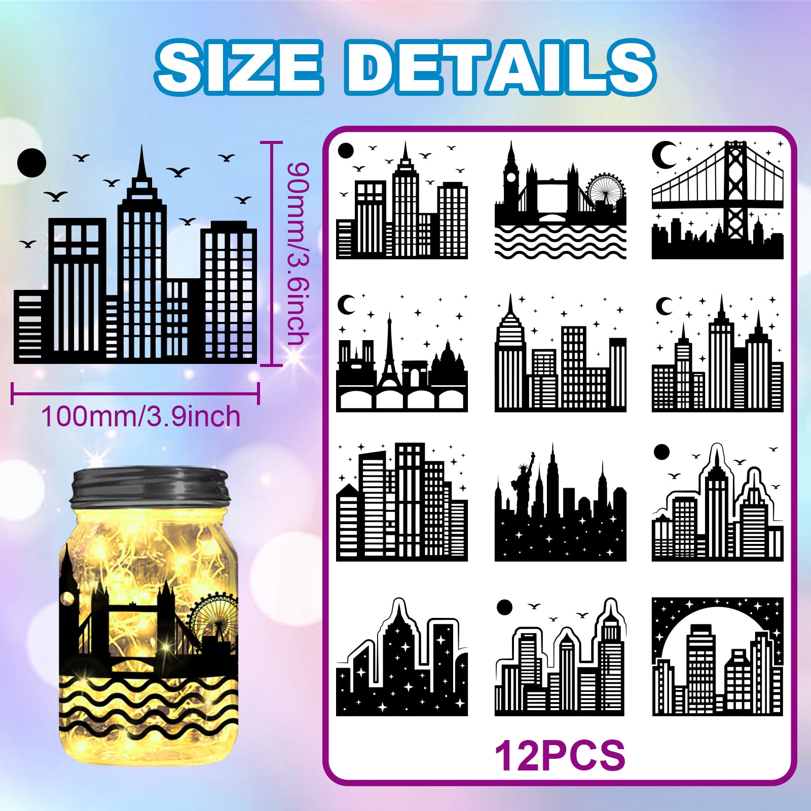 GLOBLELAND - 12 Adesivi Per Finestre Con Sagome Di Elfi E Fate - Plastica PVC 10x9 Cm - Non Autoadesivi - Decorazione Fai Da Te - 3