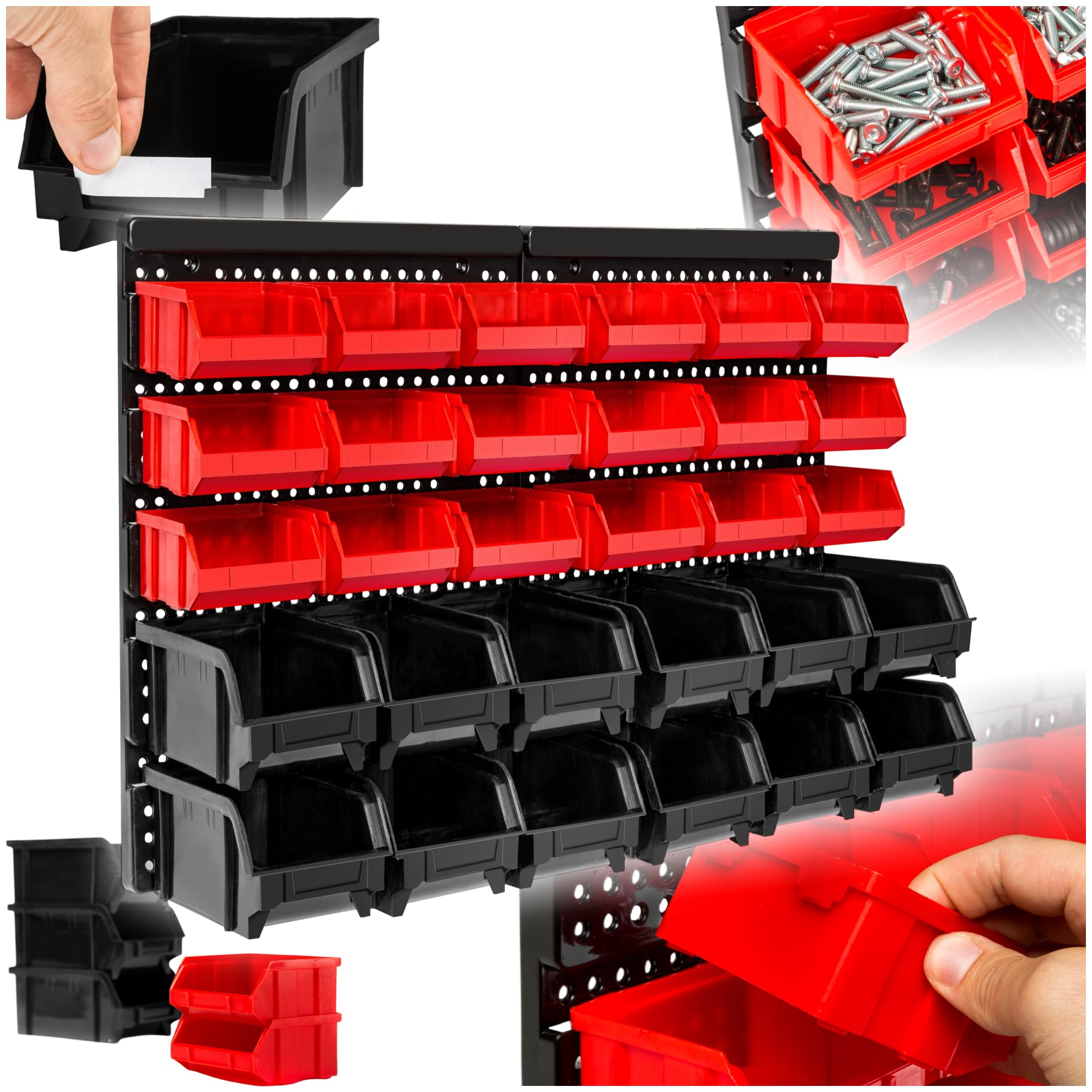 TECTAKE Wall Mounted Storage Organiser - 30 Shelves